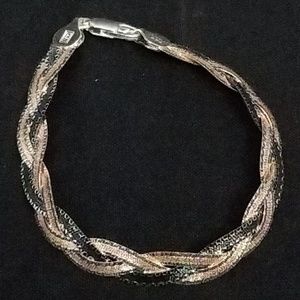 Sterling silver braided bracelet multicolor